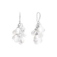 Waterdrop Shell Pearl Grapes Drop Earrings, 925 Sterling Silver