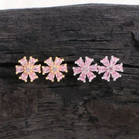 Pink Crystal Sakura Flower 925 Sterling Silver Stud Earrings