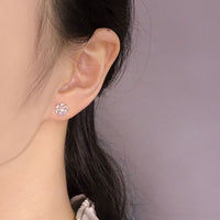 Pink Crystal Sakura Flower 925 Sterling Silver Stud Earrings