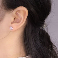 Pink Crystal Sakura Flower 925 Sterling Silver Stud Earrings