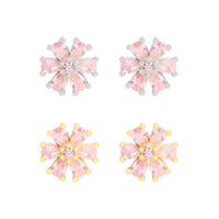 Pink Crystal Sakura Flower 925 Sterling Silver Stud Earrings