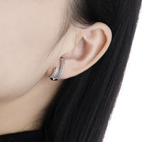 Modern Micro-Set U-Shape Crystal Sterling Silver Stud Earrings
