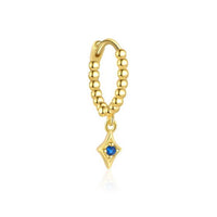 Blue Crystal Star Double-Layer Sterling Silver Dangle Earring (Single)