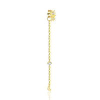 Crystal Crescent Moon and Star Necklace, 925 Sterling Silver