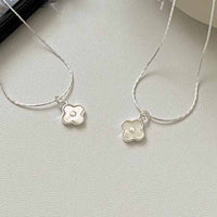 White Shell Four-Leaf Clover Sterling Silver Necklace