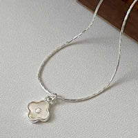 White Shell Four-Leaf Clover Sterling Silver Necklace