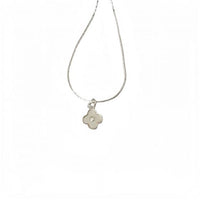 White Shell Four-Leaf Clover Sterling Silver Necklace