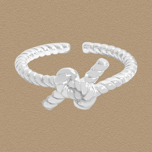 Twisted Knot Adjustable Ring in 925 Sterling Silver