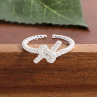 Twisted Knot Adjustable Ring in 925 Sterling Silver