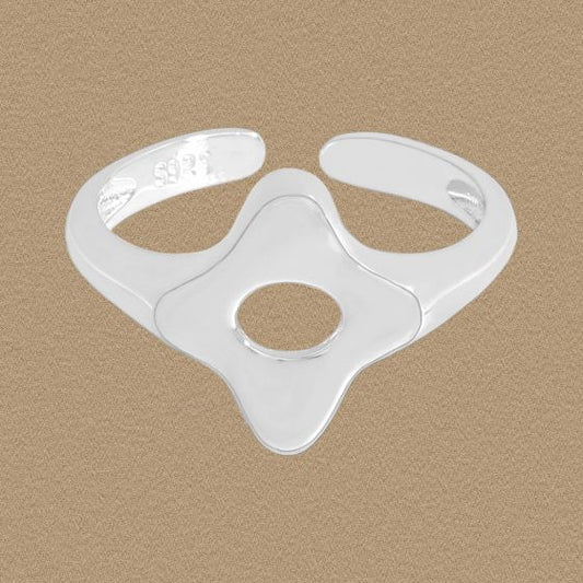 Hollow Starburst Adjustable Ring 925 Sterling Silver