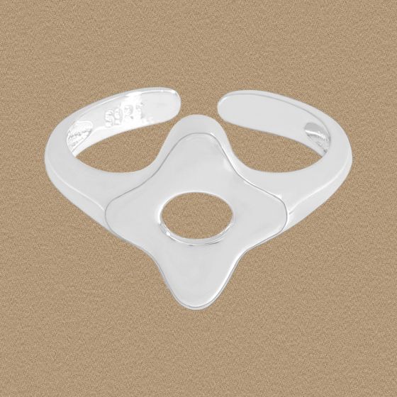 Hollow Starburst Adjustable Ring 925 Sterling Silver