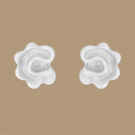 Mini Irregular Flower Sterling Silver Stud Earrings