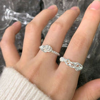 Hollow Irregular Cross Lines Adjustable Ring