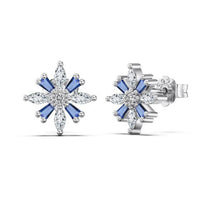 Crystal Snowflake Sterling Silver Stud Earrings