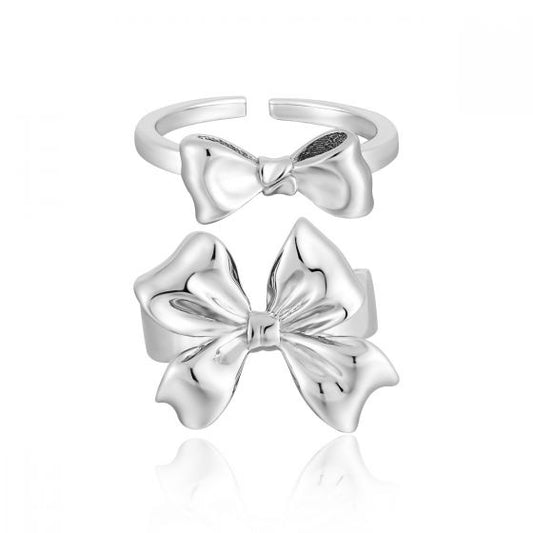 Sweet Bow-Knot 925 Sterling Silver Adjustable Ring