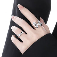 Sweet Bow-Knot 925 Sterling Silver Adjustable Ring