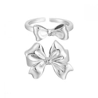 Sweet Bow-Knot 925 Sterling Silver Adjustable Ring