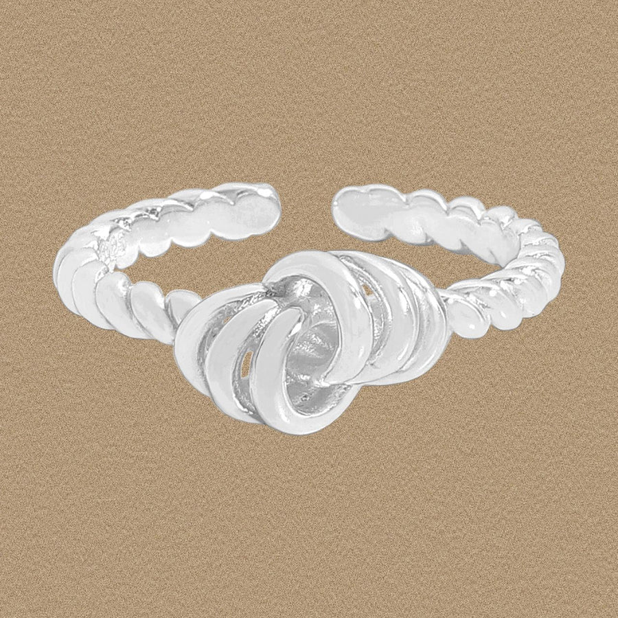 Irregular Twisted Circles 925 Sterling Silver Adjustable Ring