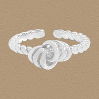 Irregular Twisted Circles 925 Sterling Silver Adjustable Ring