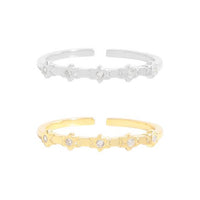 Mini Crystal Star Adjustable Ring in 925 Sterling Silver