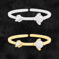 Double Mother and Child Crystal Adjustable Ring