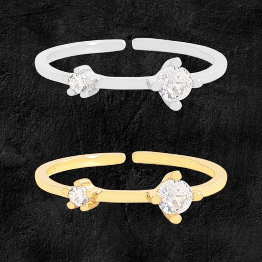 Double Mother and Child CZ Adjustable Ring