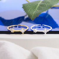 Double Mother and Child Crystal Adjustable Ring
