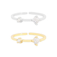 Double Mother and Child Crystal Adjustable Ring