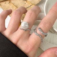 Natural Pearl Tree Branch Adjustable Sterling Silver Ring