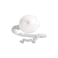Natural Pearl Tree Branch Adjustable Sterling Silver Ring