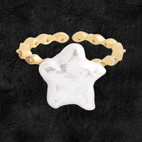Natural Baroque Pearl Star Sterling Silver Adjustable Ring