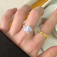 Natural Baroque Pearl Star Sterling Silver Adjustable Ring