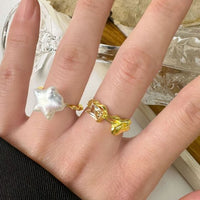 Natural Baroque Pearl Star Sterling Silver Adjustable Ring
