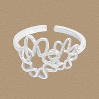 Irregular Hollow Flower Adjustable Ring, 925 Sterling Silver