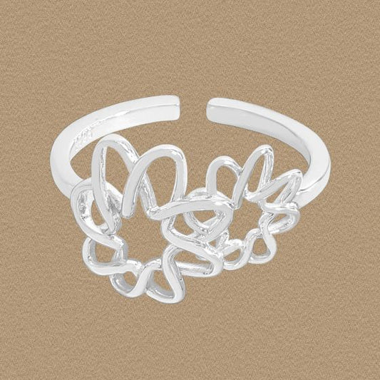 Irregular Hollow Flower Adjustable Ring, 925 Sterling Silver