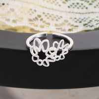 Irregular Hollow Flower Adjustable Ring, 925 Sterling Silver