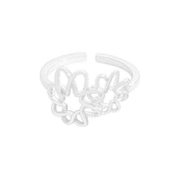 Irregular Hollow Flower Adjustable Ring, 925 Sterling Silver