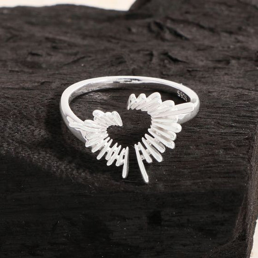 Radiant Irregular Heart 925 Sterling Silver Adjustable Ring