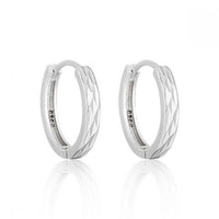 Rhombu Pattern Circle Hoop Earrings, 925 Sterling Silver