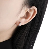 Rhombu Pattern Circle Hoop Earrings, 925 Sterling Silver