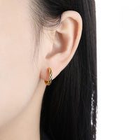 Rhombu Pattern Circle Hoop Earrings, 925 Sterling Silver