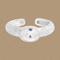 Oval Cubic Zirconia Adjustable 925 Sterling Silver Ring