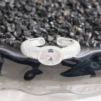 Oval Cubic Zirconia Adjustable 925 Sterling Silver Ring