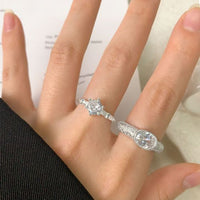 Oval Cubic Zirconia Adjustable 925 Sterling Silver Ring