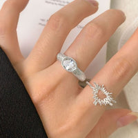 Oval Cubic Zirconia Adjustable 925 Sterling Silver Ring
