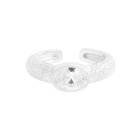 Oval Cubic Zirconia Adjustable 925 Sterling Silver Ring