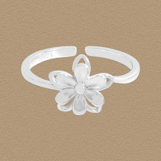 Double Layer Flower 925 Sterling Silver Adjustable Ring