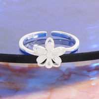 Double Layer Flower 925 Sterling Silver Adjustable Ring