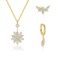 Crystal Flower Stud Earrings and Necklace