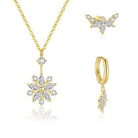 Crystal Flower Stud Earrings and Necklace